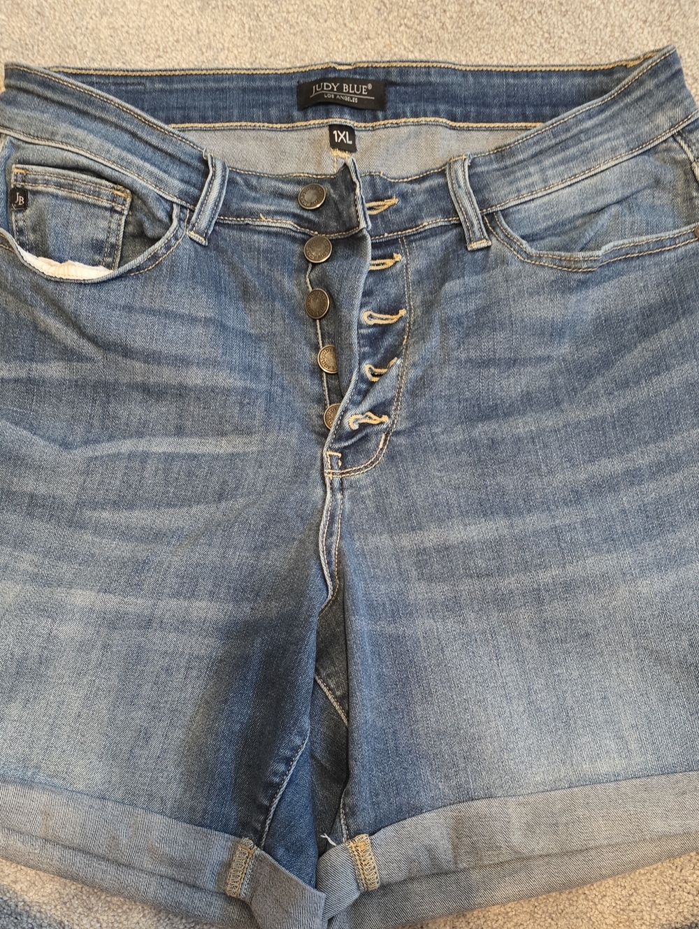 Judy Blue Light Blue Button-Fly Denim Shorts